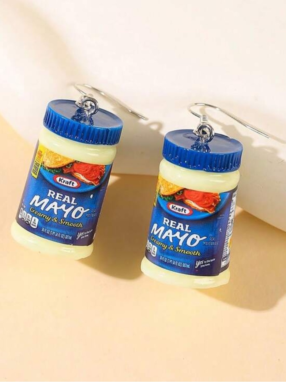 Mini Mayo Jar Earrings Food Jewelry Cute Statement